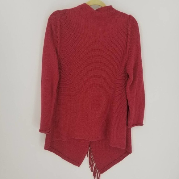 Soft Surroundings Fringe Edge Asymmetrical Wrap Cowl Neck Cardigan Sweater Sz XS - Picture 3 of 5